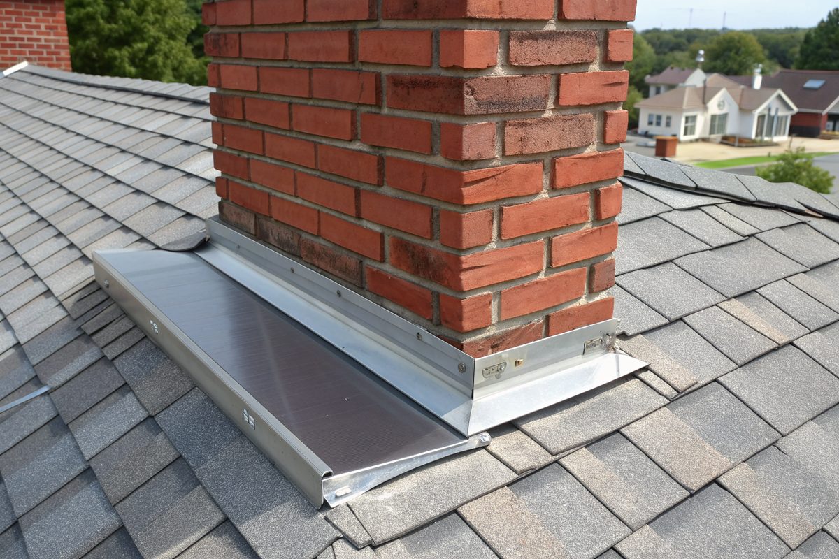 New flashing where a shingle roof meets a brick chimney